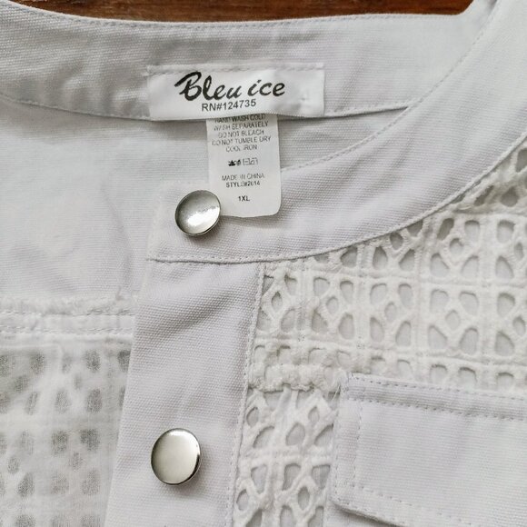 BLEU ICE Denim White Jacket. Plus Size 1XL - Picture 5 of 7